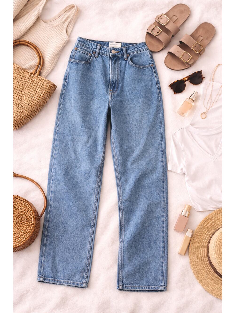 Abercrombie & Fitch Women's Curve Love Mid Rise Straight Leg Jeans Blue SZ 26/8